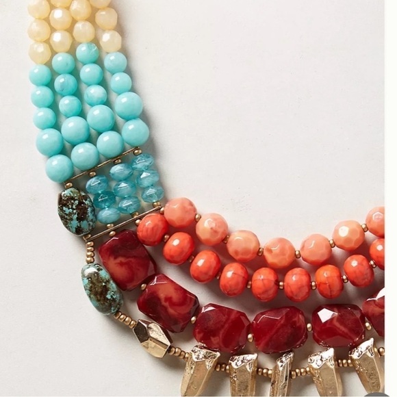 Anthropologie Boho multicolor layered bib statement necklace - Picture 3 of 7